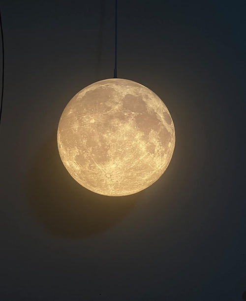 Moon Pendant Ceiling Light Shade 22cm 3D Printed Lunar E27