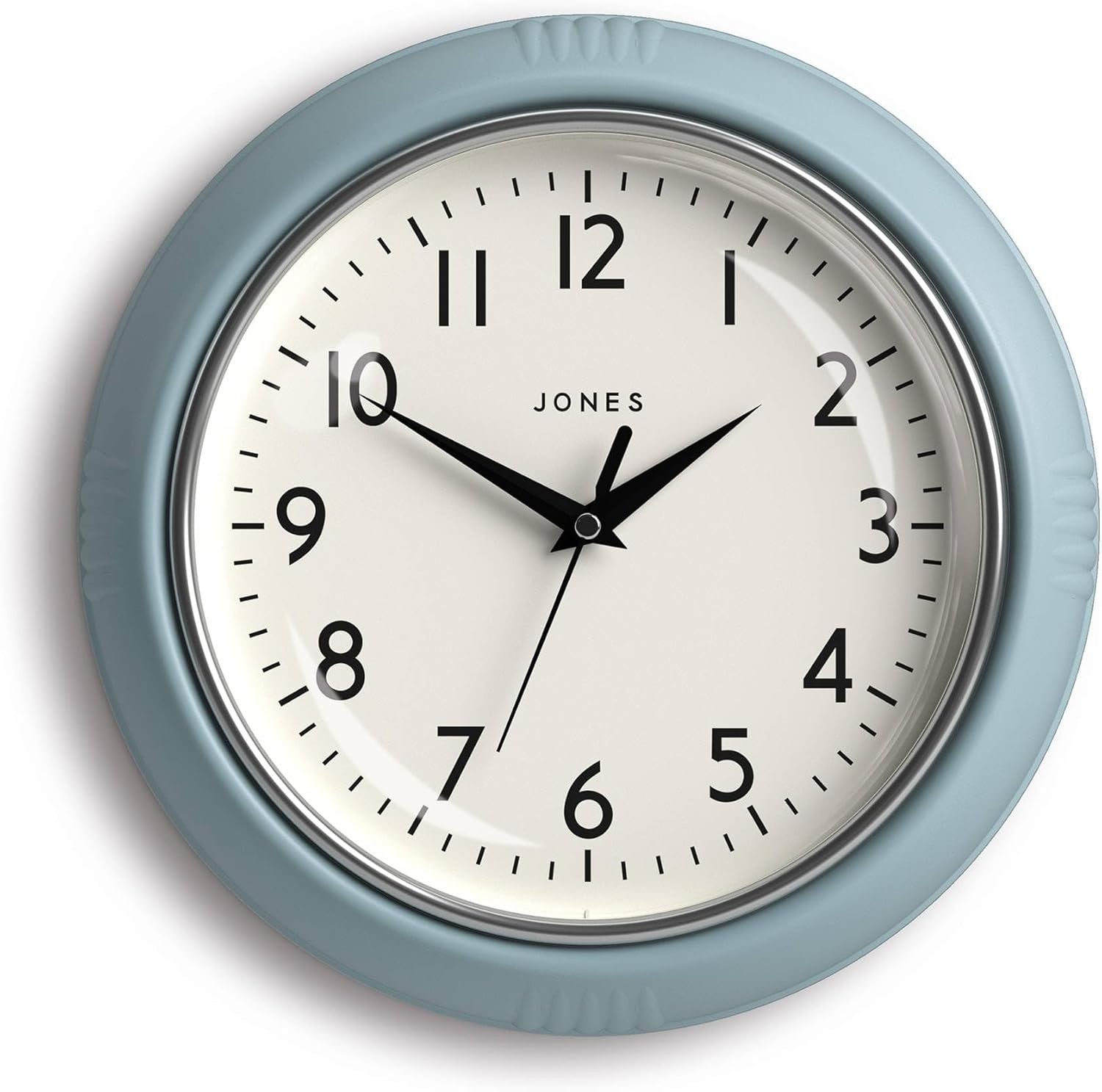 25cm Retro Pale Blue Wall Clock | Easy Read Silent Quartz Round Clock