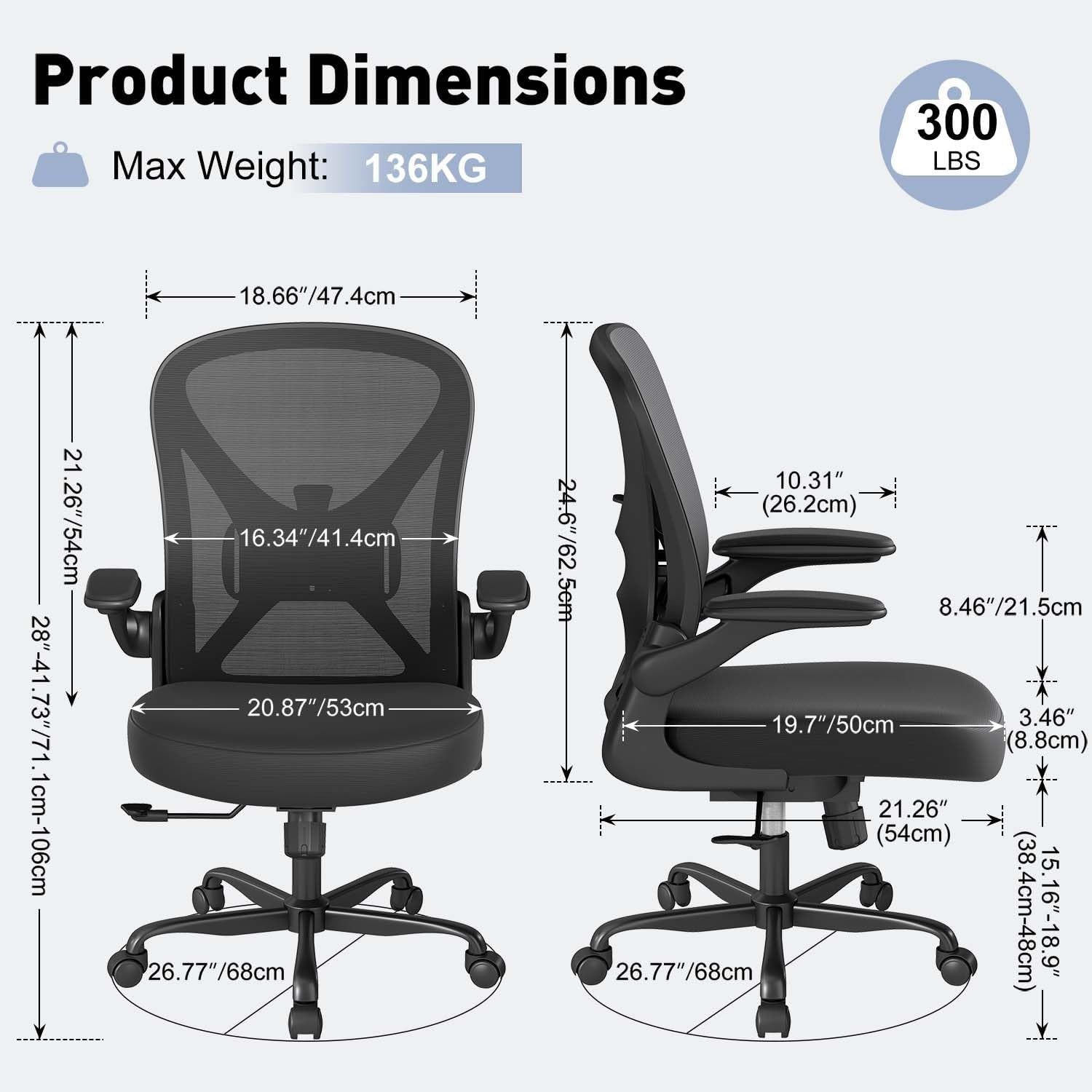 Ergonomic Mesh Office Chair Lumbar Support Swivel Desk Task Armchair Black