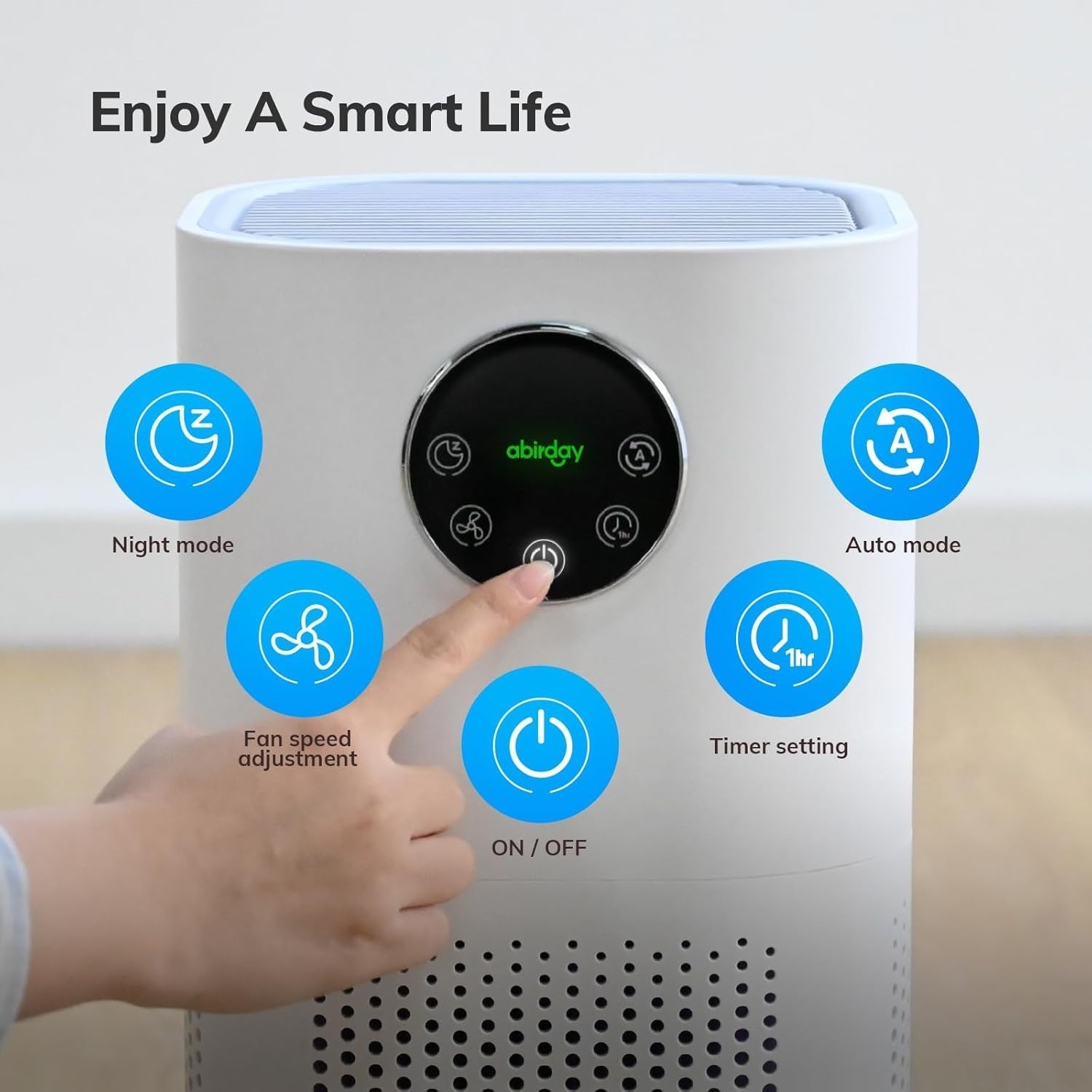 Large Room HEPA Air Purifier Smart Sensor Smoke Dust Pollen Quiet