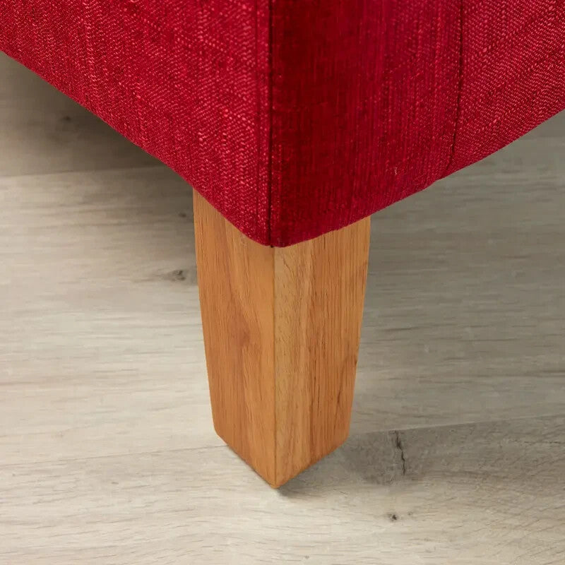 Red Fabric Tub Chair Armchair with Wood Legs Modern Living Room Accent