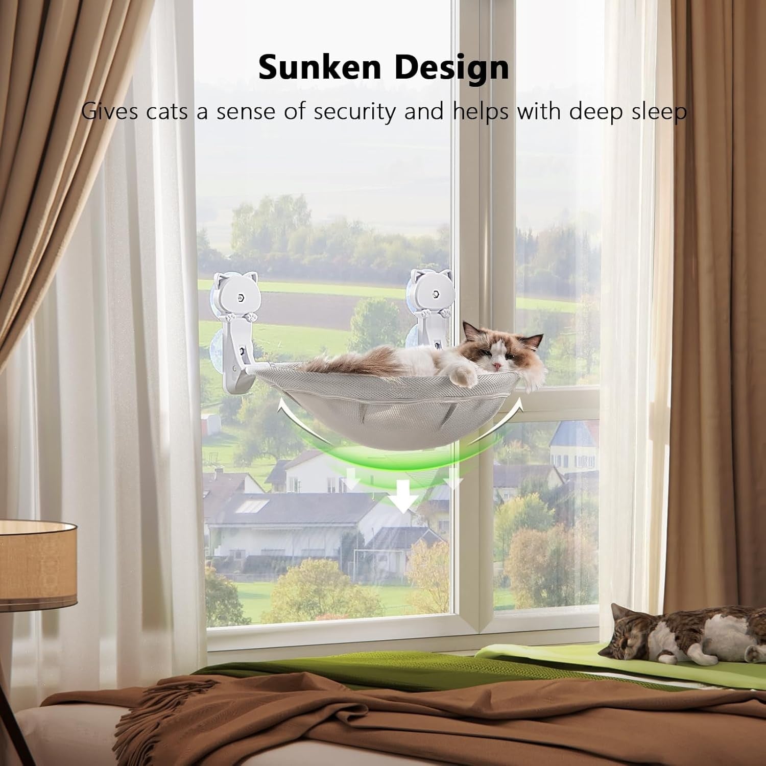 Foldable Cat Window Perch Mesh Hammock Cordless Suction Cup Bed