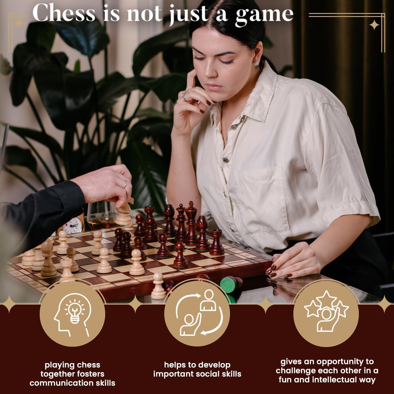 Handmade Tournament Chess Set 42cm Foldable Wooden Board Staunton Pieces