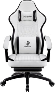 Gaming Chair Pocket Spring Cushion Massage Lumbar Footrest B&W