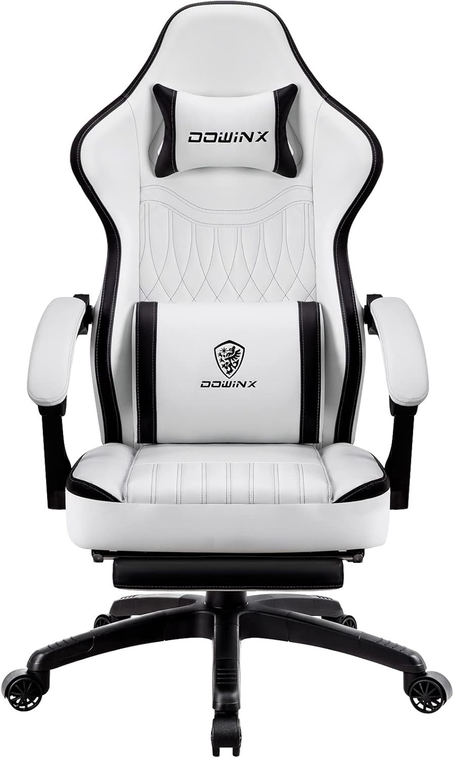 Gaming Chair Pocket Spring Cushion Massage Lumbar Footrest B&W