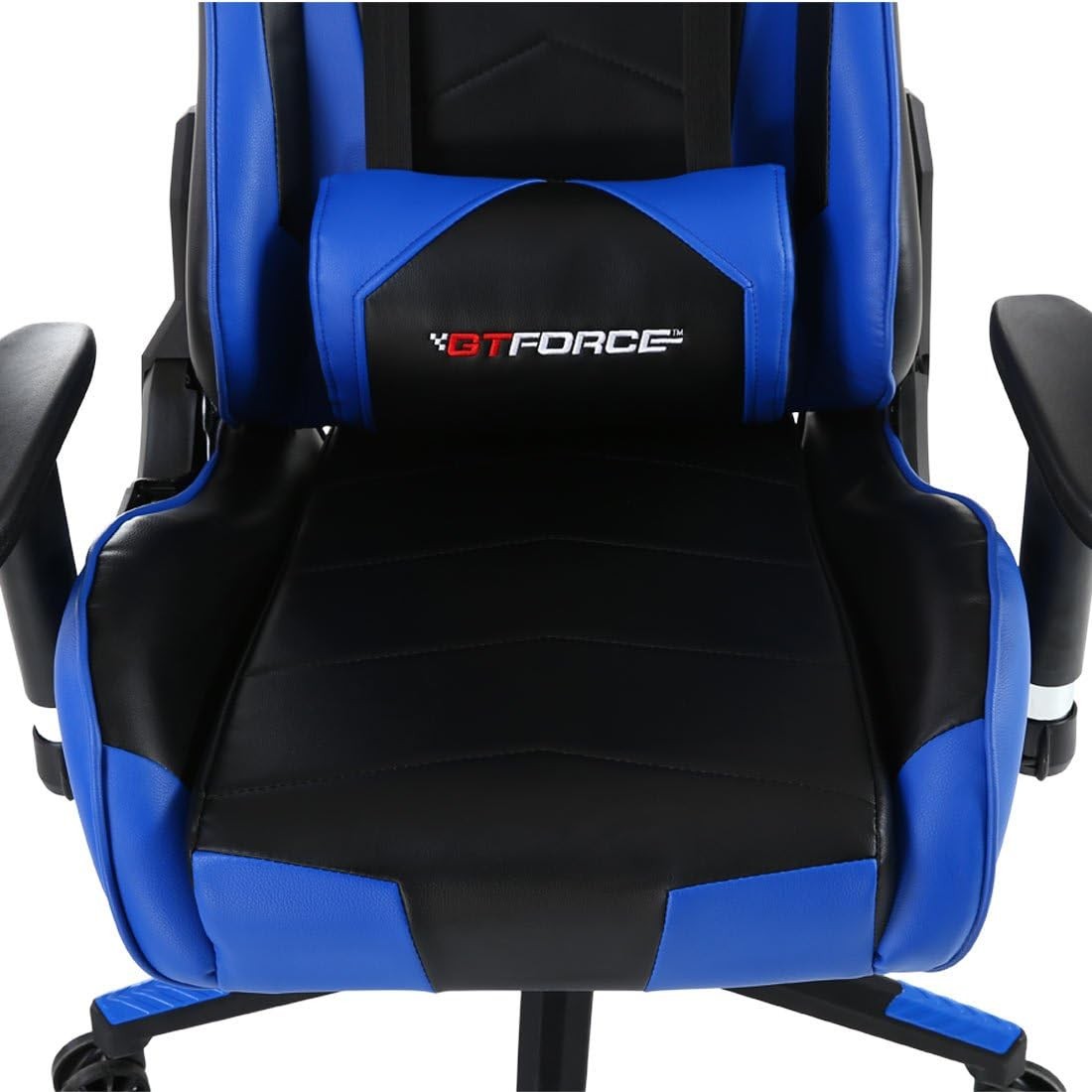 Reclining Gaming Chair Racing Office Desk Faux Leather Blue