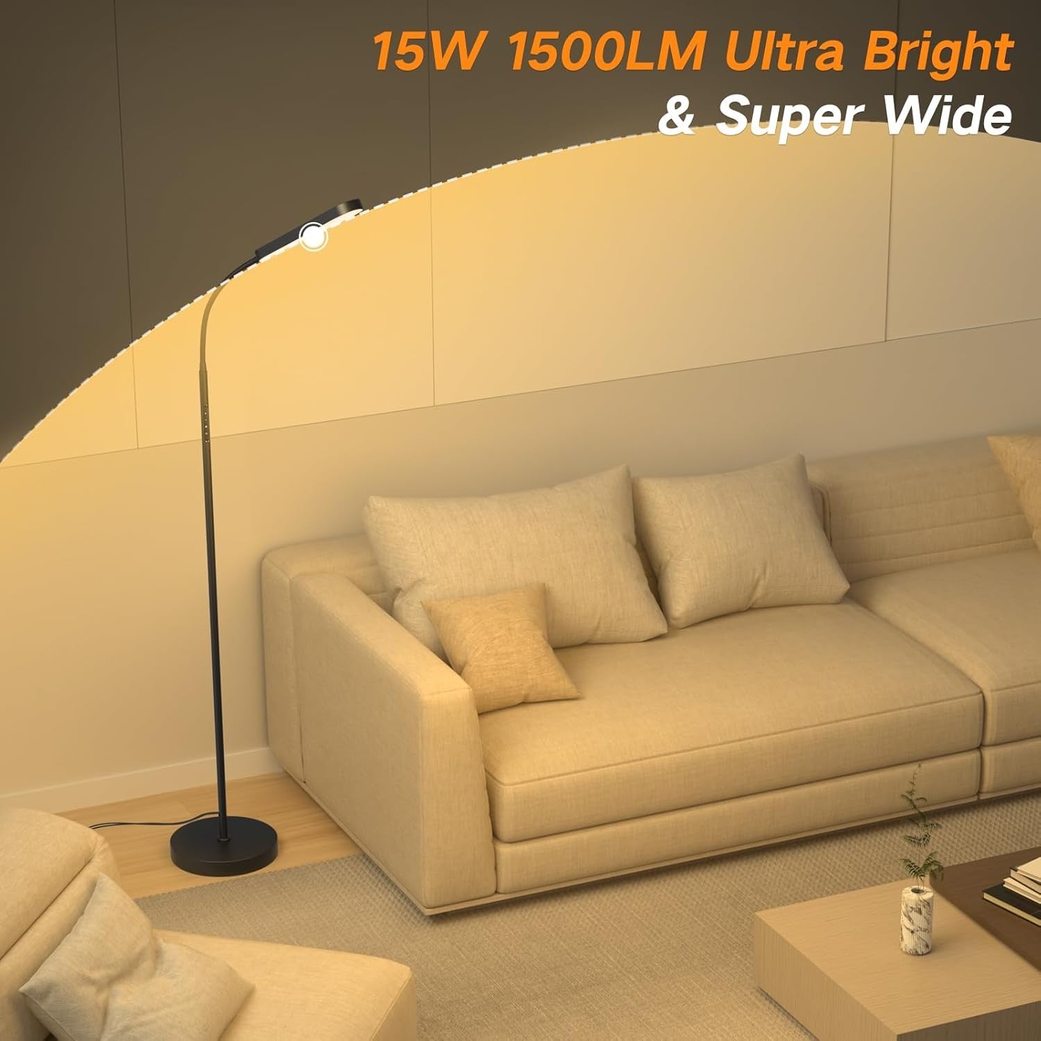 LED Floor Lamp Dimmable Gooseneck Reading Light Remote Touch