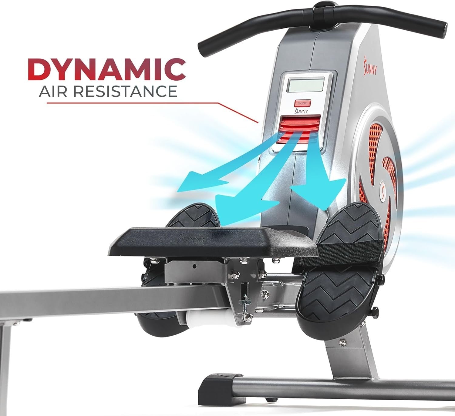 Air Rowing Machine Dynamic Resistance Foldable Rower LCD App Home Gym 135KG