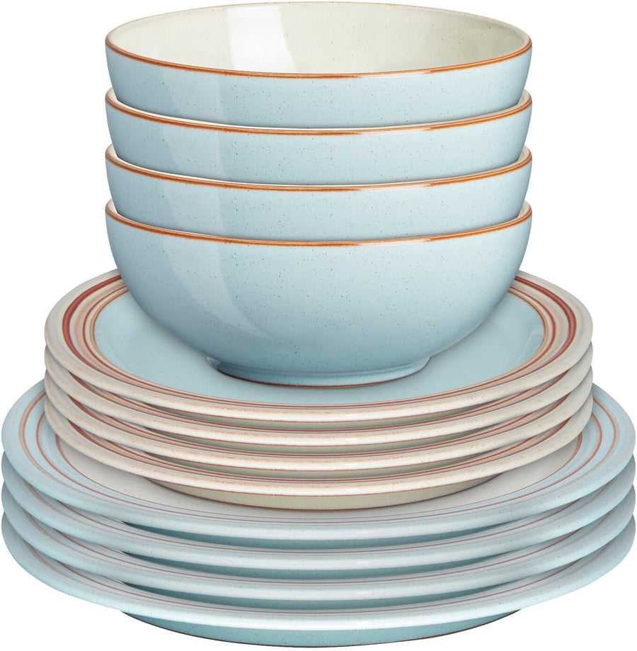 12pc Stoneware Dinner Set Plates Bowls Oven Microwave Dishwasher Safe