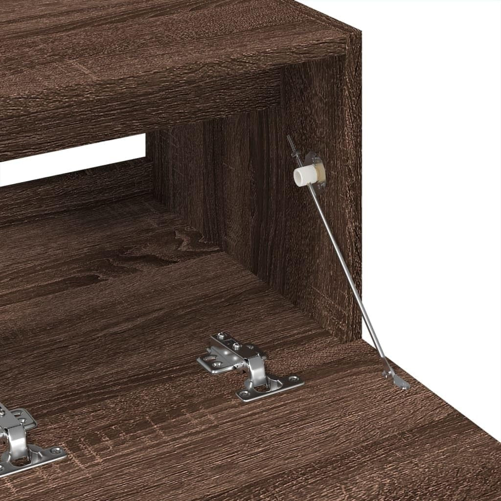 Brown Oak Under Sink Bathroom Cabinet 78x37x59cm Modern Vanity Storage Unit