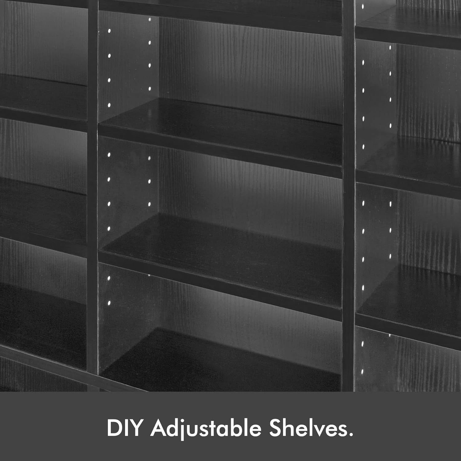 837 CD Storage Cabinet Adjustable Media Shelf DVD Bookcase Black