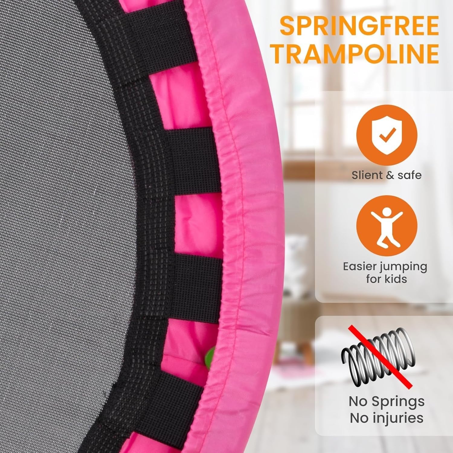36” Pink Toddler Rebounder Trampoline Foldable Quiet Indoor Outdoor