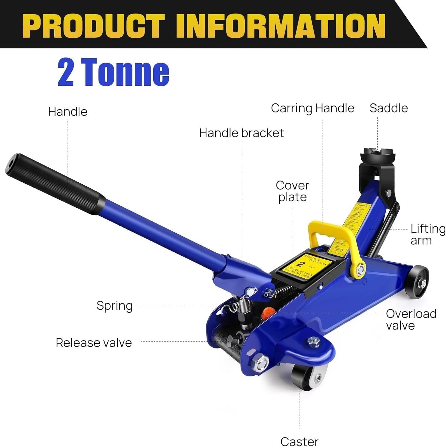 2 Ton Low Profile Hydraulic Trolley Jack 135–320mm Blue w/ Case Heavy Duty