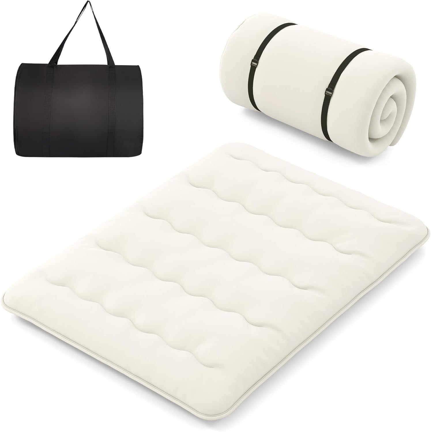 10cm Thick Japanese Futon Mattress King Size Washable Cover Tatami Beige