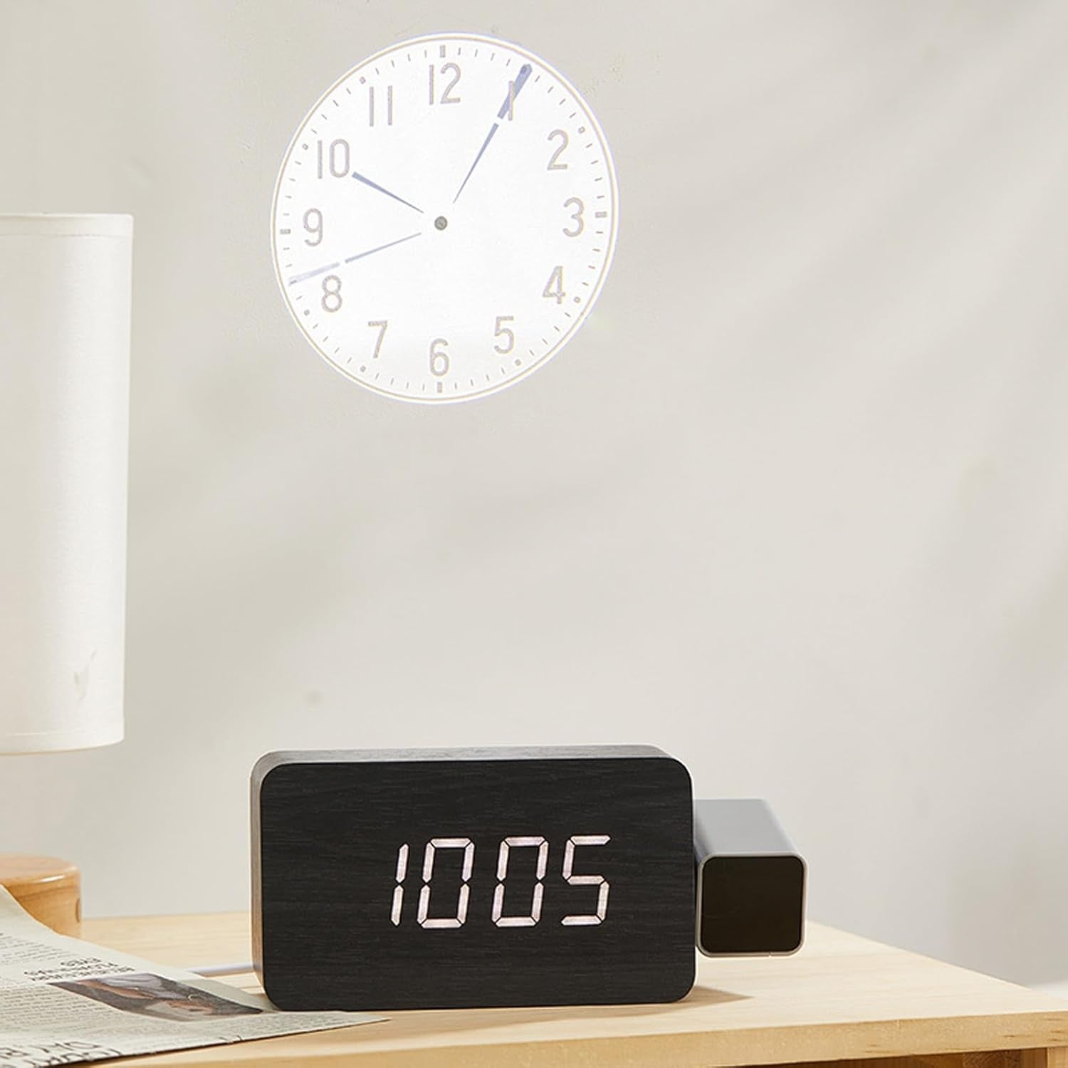 Projection Alarm Clock 180° Ceiling Wall LED Display Loud Alarm Bedroom
