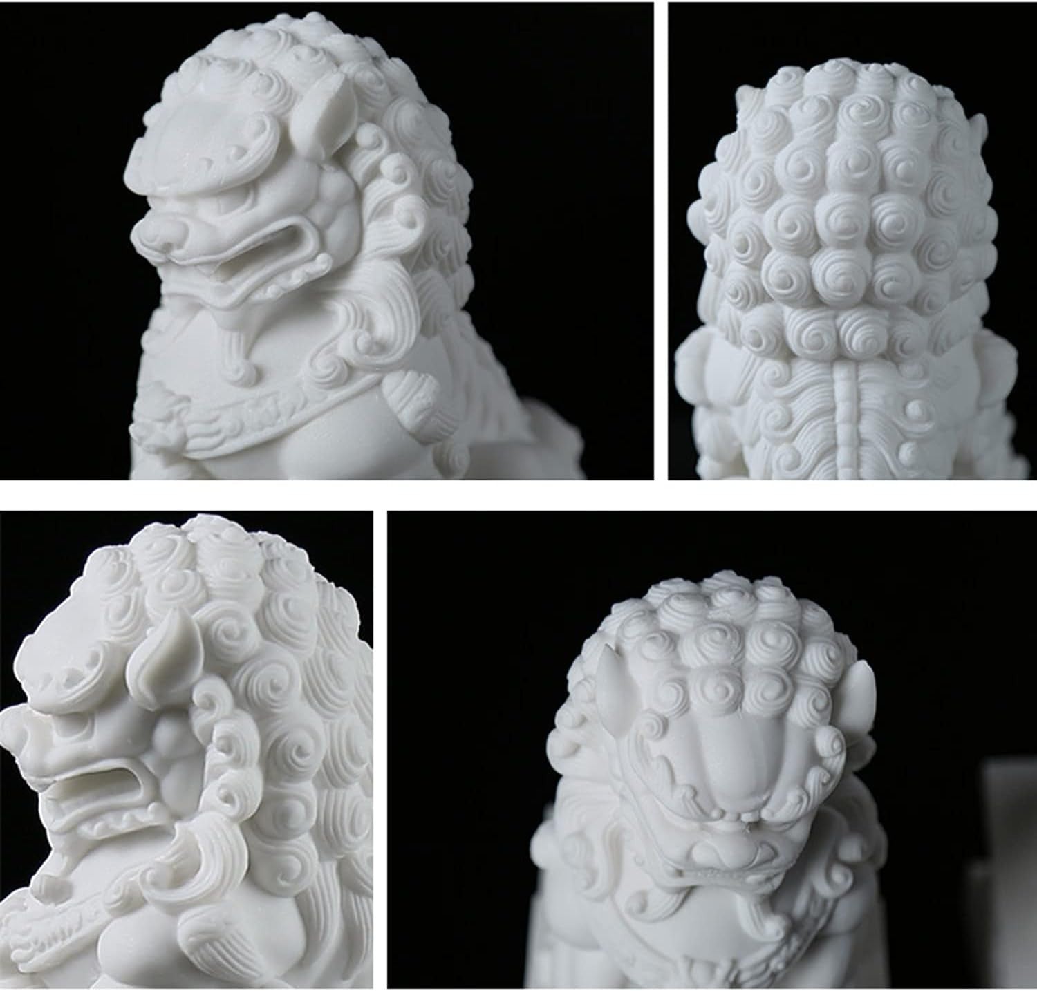 20cm Large Foo Dog Lion Statues Pair Stone Outdoor Feng Shui Guardian Home Decor