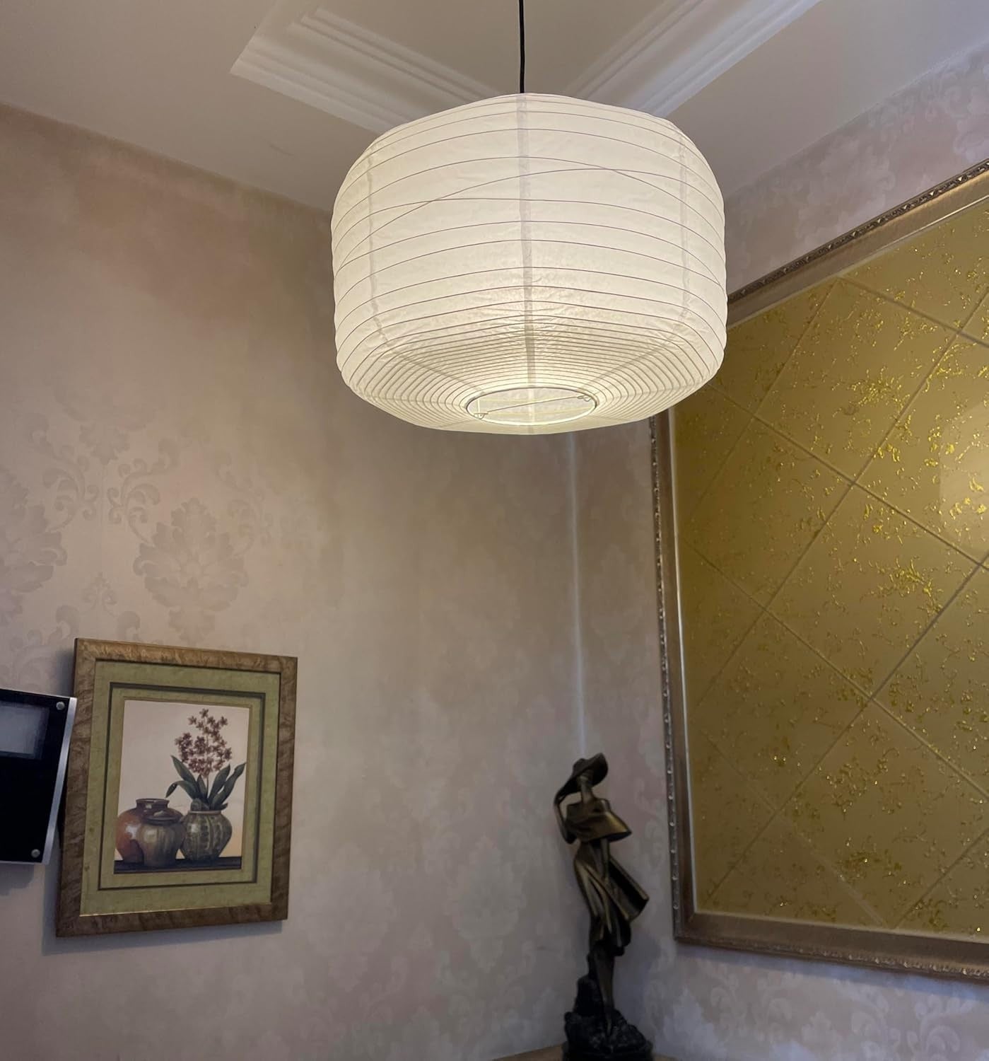 White Paper Doughnut Ceiling Lampshade 43cm Japanese Style Foldable Light