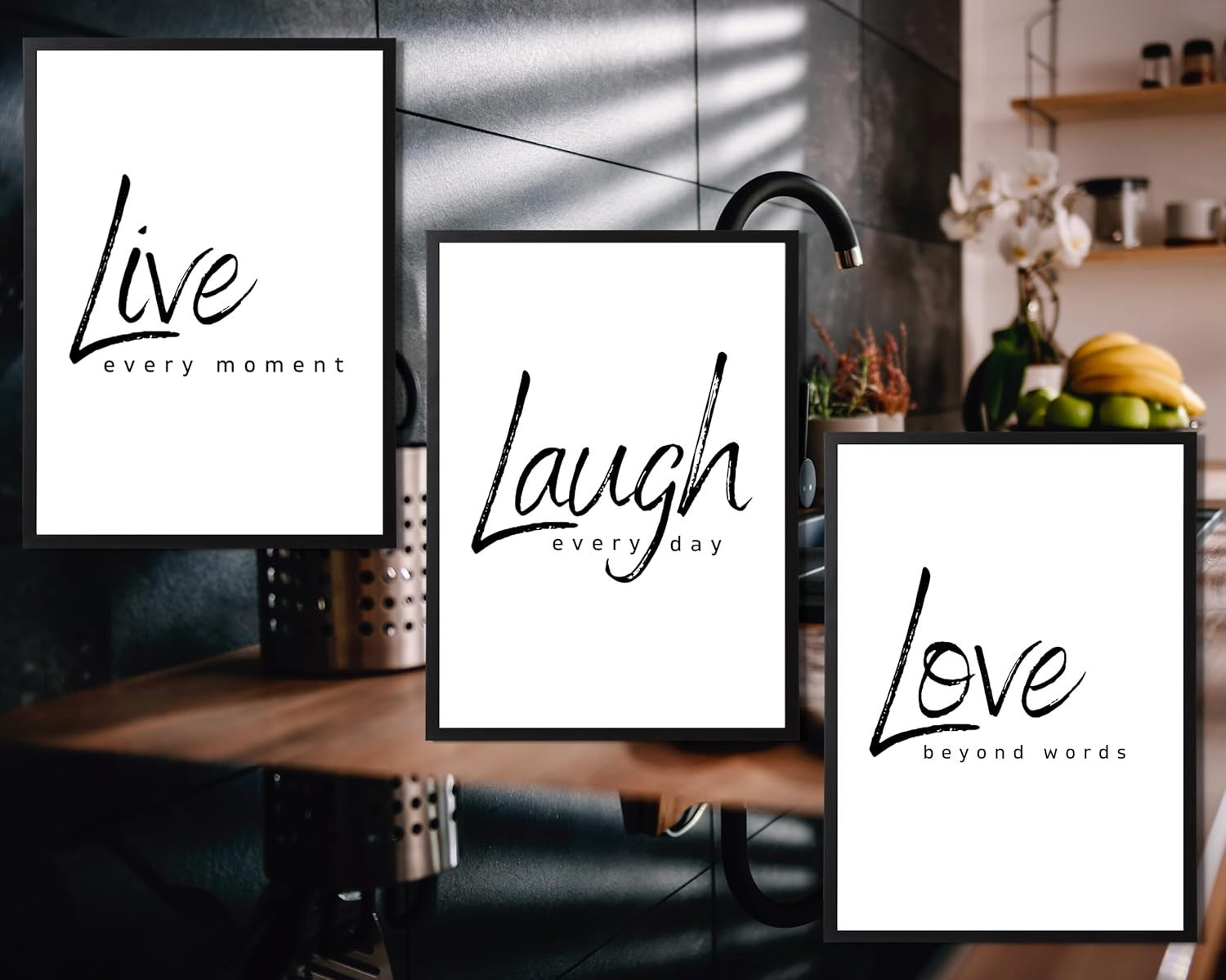 Live Laugh Love Wall Art Set A3 Prints Modern Quote Decor