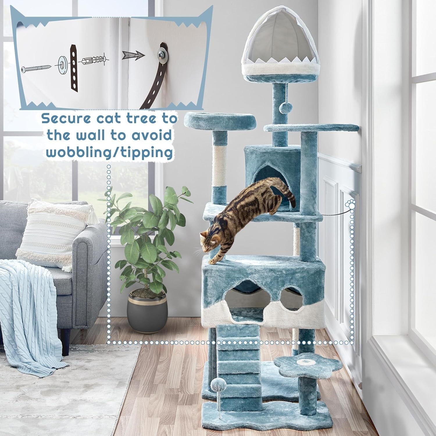 184cm Tall Cat Tree Tower Multi-Level Condo Scratching Posts Large Cats
