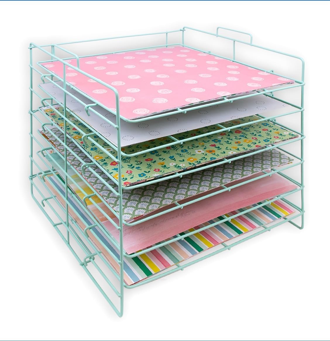 6-Tier Desktop Paper Organizer Tray | Stackable Craft & Scrapbook Storage