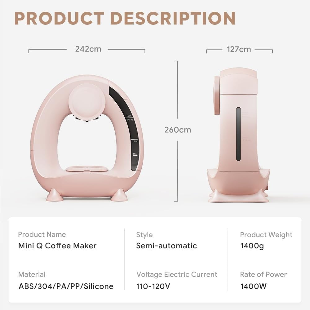 Compact Single-Serve Coffee Maker Ground Filter Brewer Fast Extraction Quiet