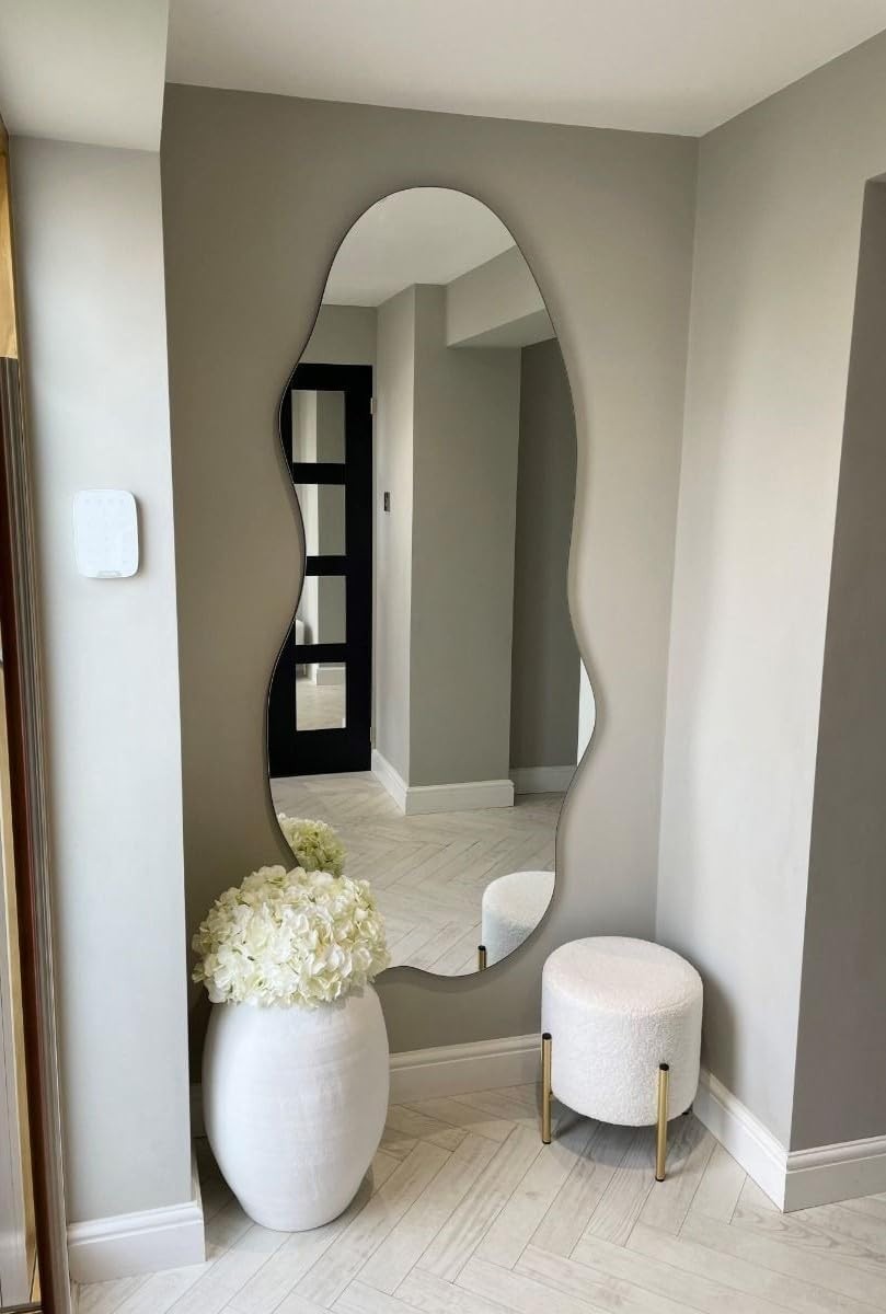 Frameless Full Length Wall Mirror 180x80cm Arched, Polished Edge