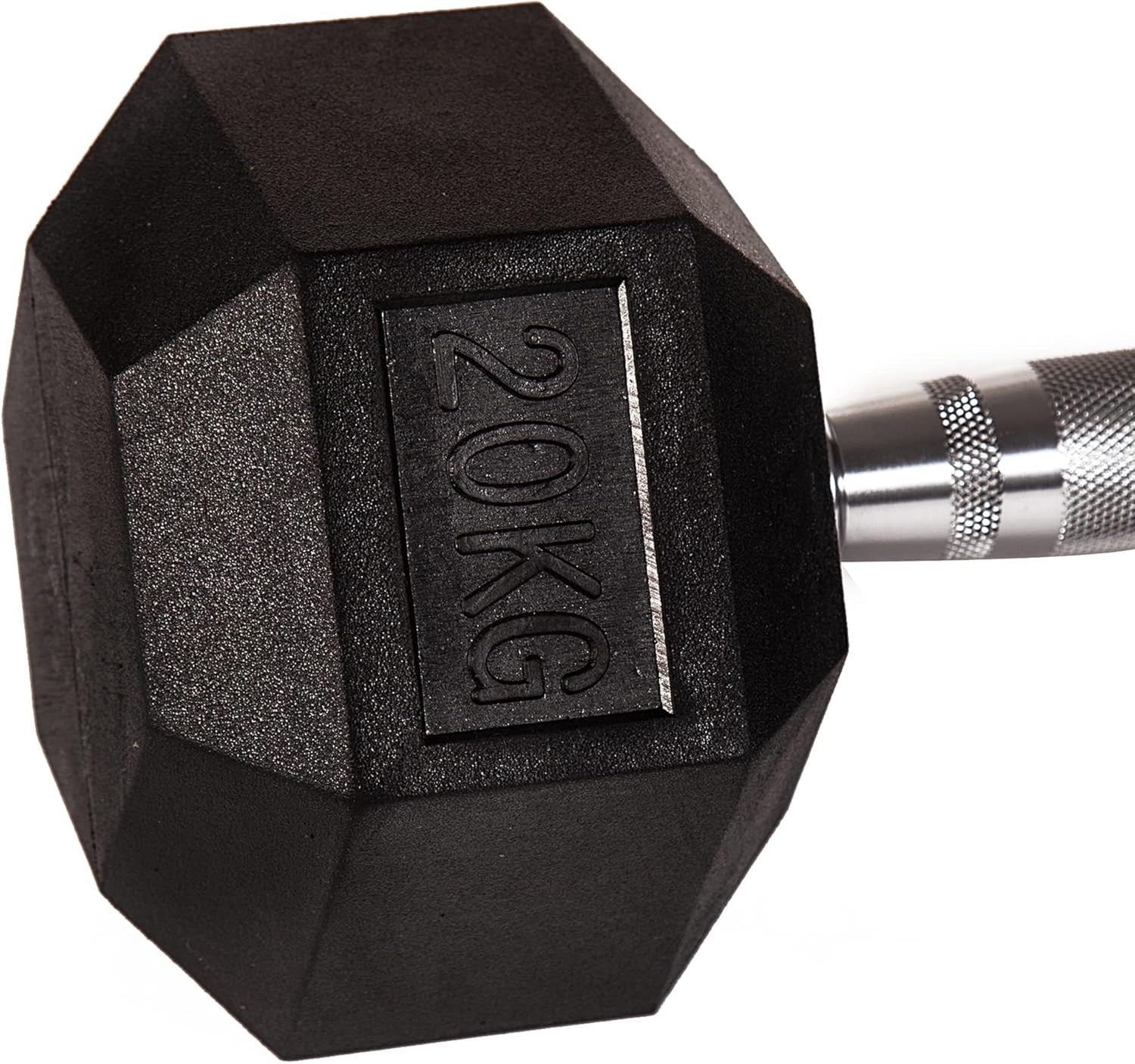 20kg Hex Dumbbells Pair Rubber Coated Anti Roll Home Strength Weights