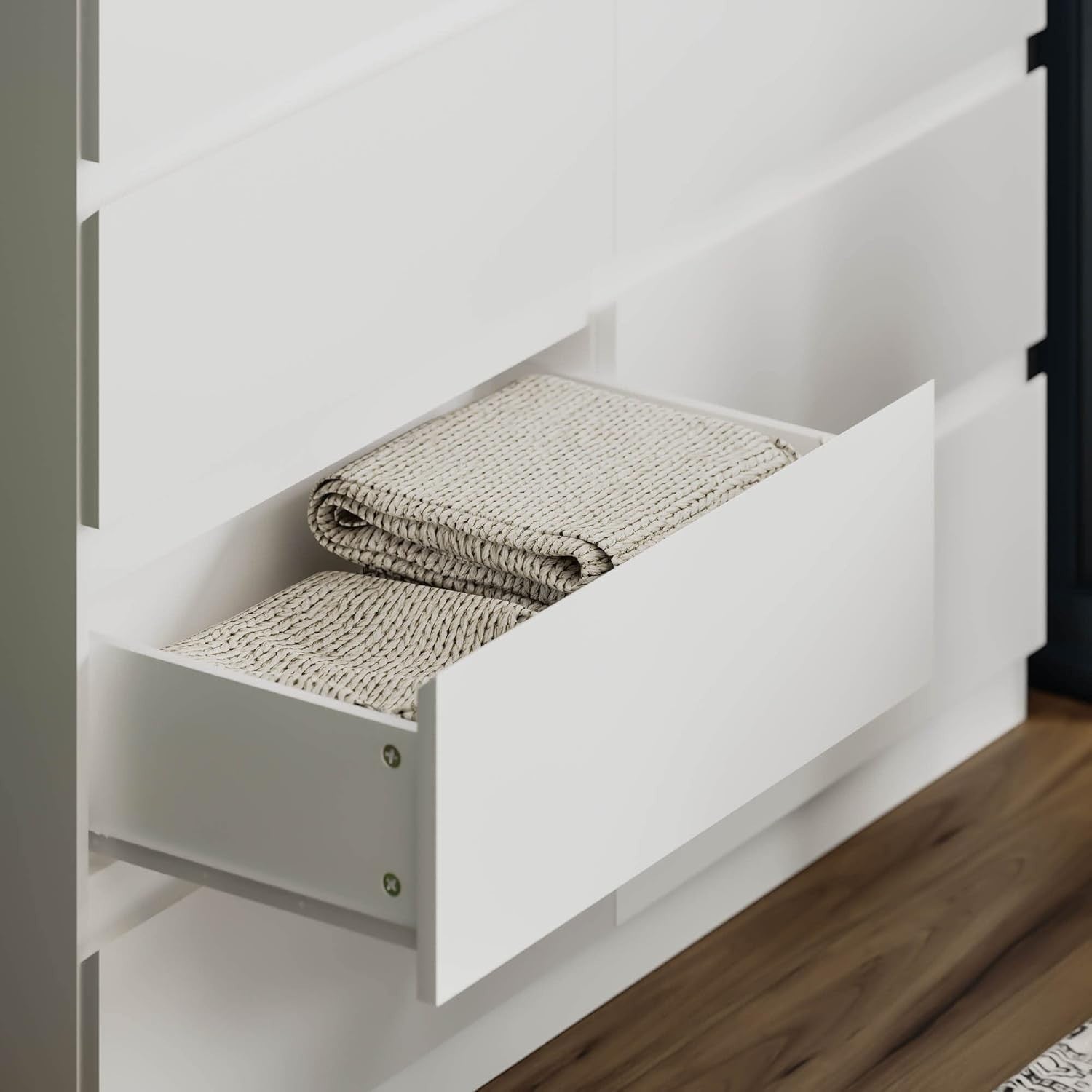 Modern 8 Drawer Chest White Wood Storage Unit Bedroom Living Room