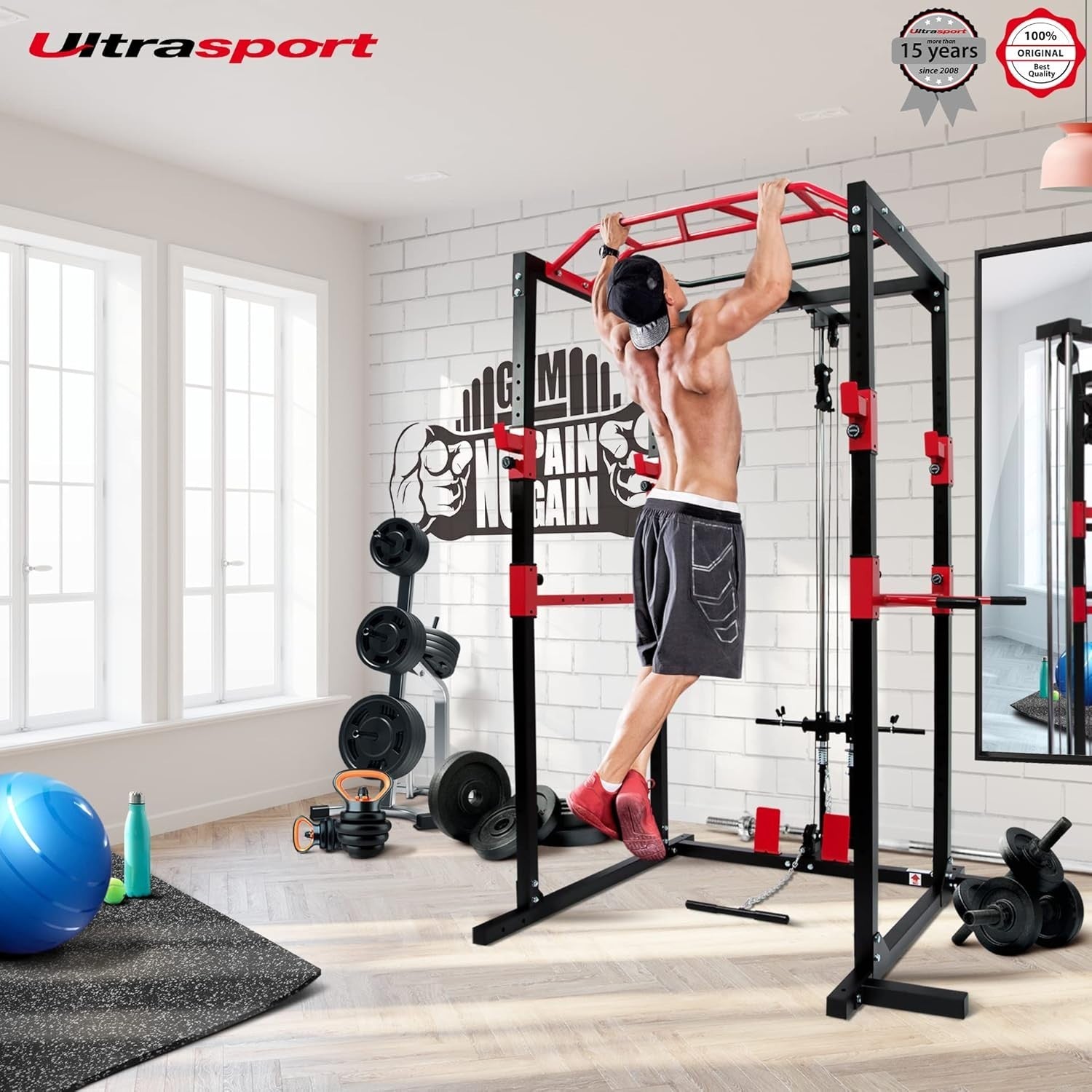 Multifunctional Power Rack with Pulley, Dip & Pull-Up – Home Gym Cage