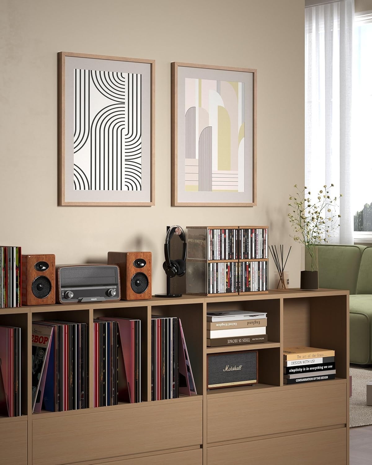 Retro Walnut CD Holder Rack 30 Disc Desktop Storage Shelf Organizer