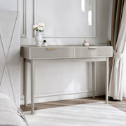 Modern Dressing Table Mocha Vanity Set 2 Drawer Wood Storage Bedroom Furniture