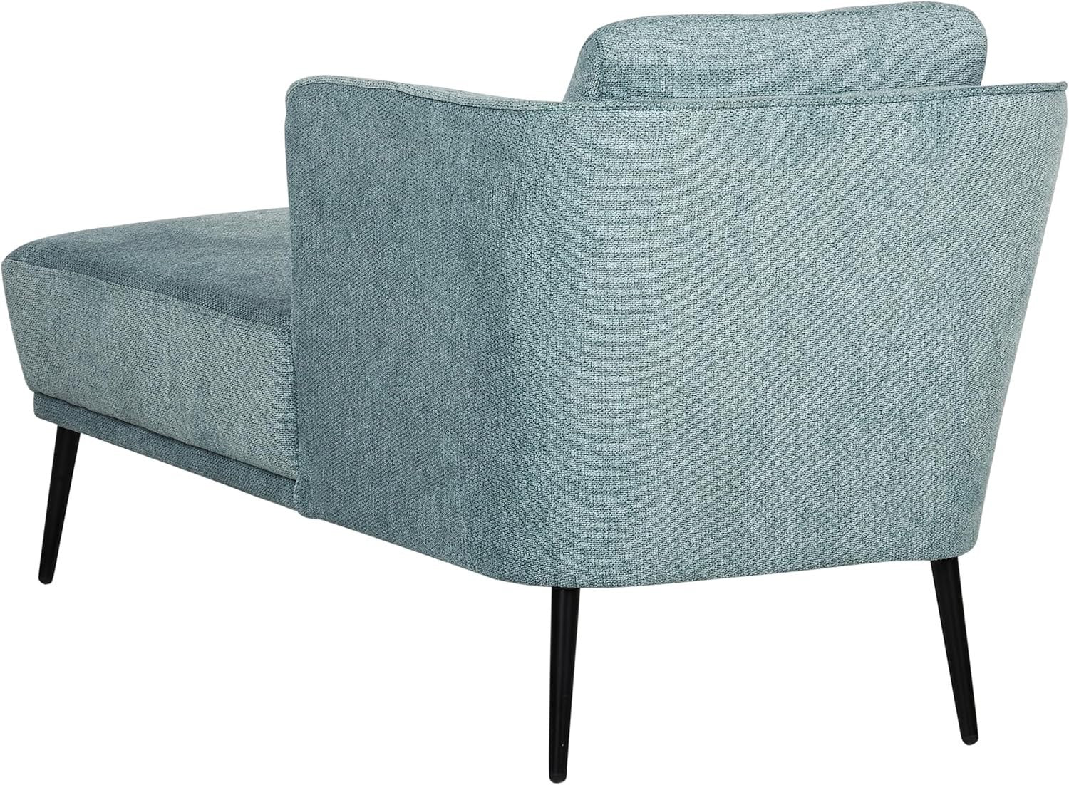 Blue Left Hand Chaise Lounge | Retro Style + Cushion + Metal Legs