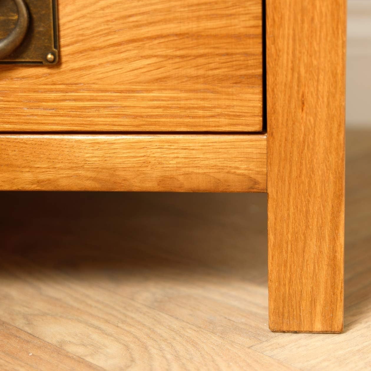 Rustic Oak 3 Drawer Bedside Table – Solid Wood Nightstand Storage Cabinet