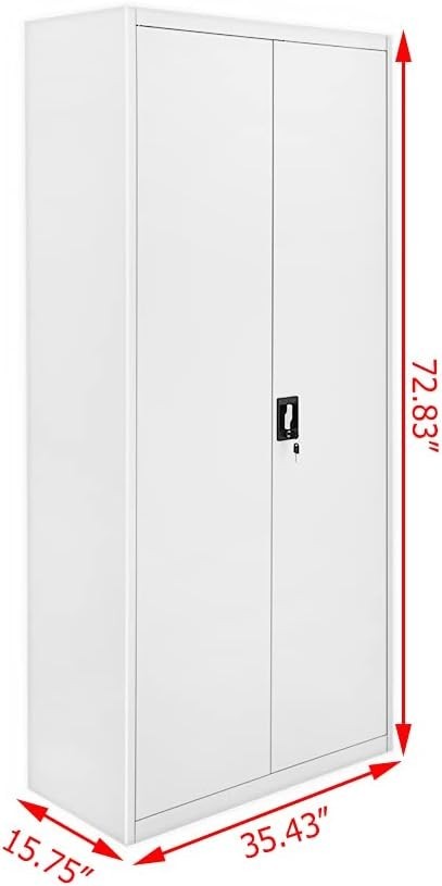 Tall Lockable Metal File Cabinet 5 Tier Storage Cupboard with Shelves