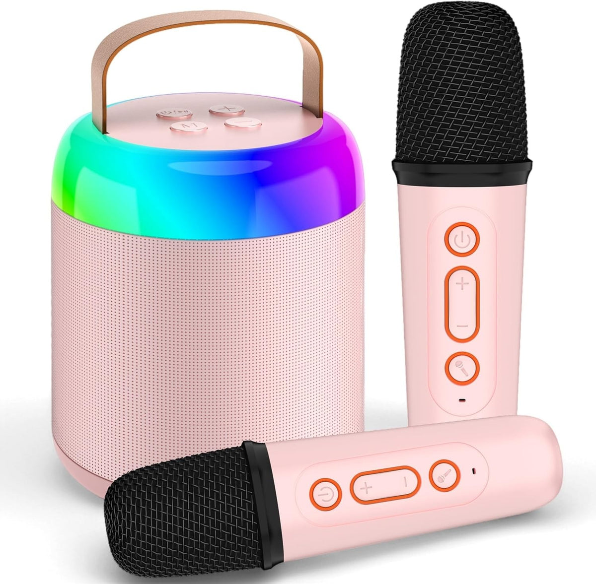 Kids Karaoke Machine with 2 Mics & LED Party Light - Portable Fun