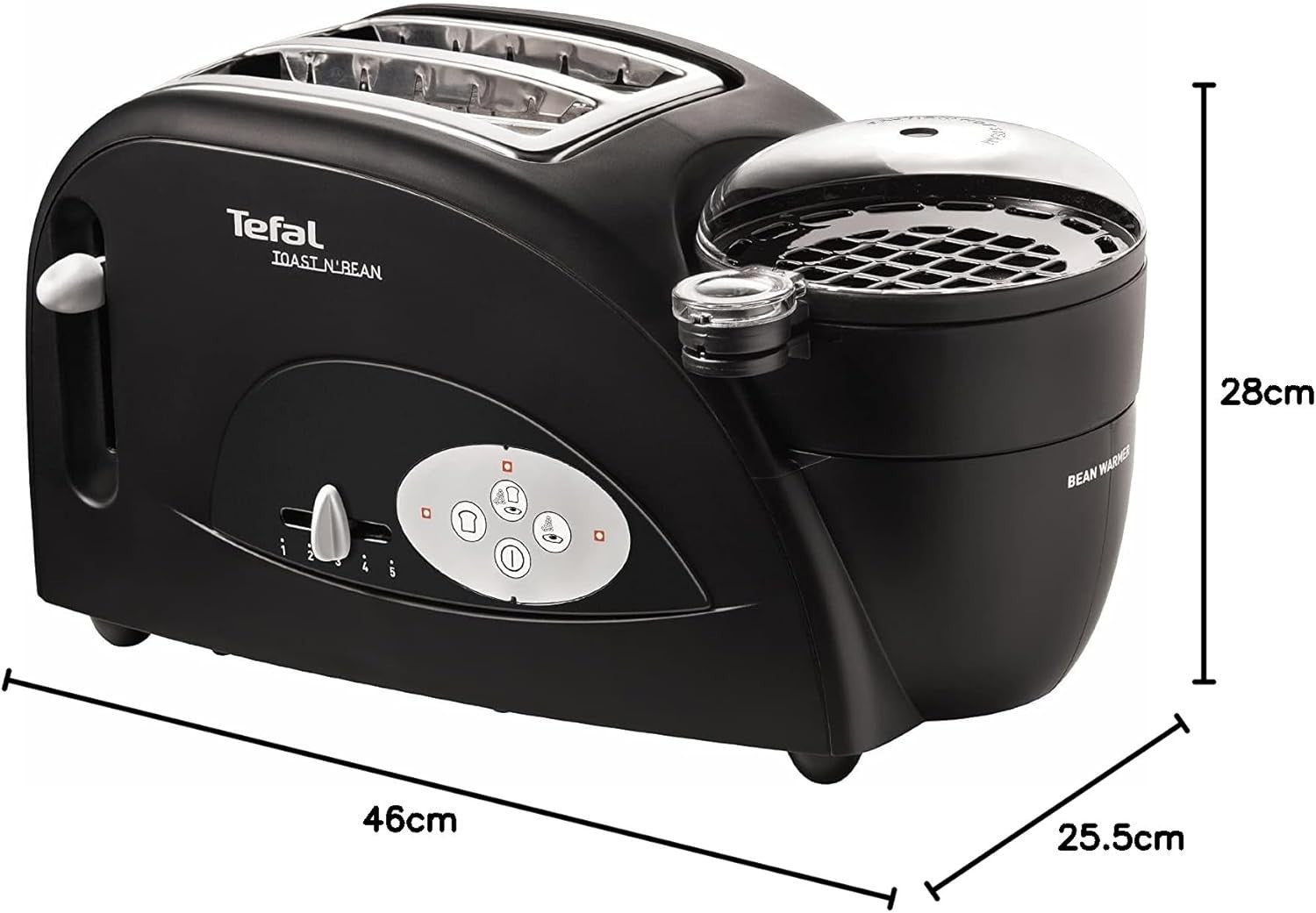 2-Slot Toaster with Bean & Egg Maker 1200W 5 Browning Levels Black