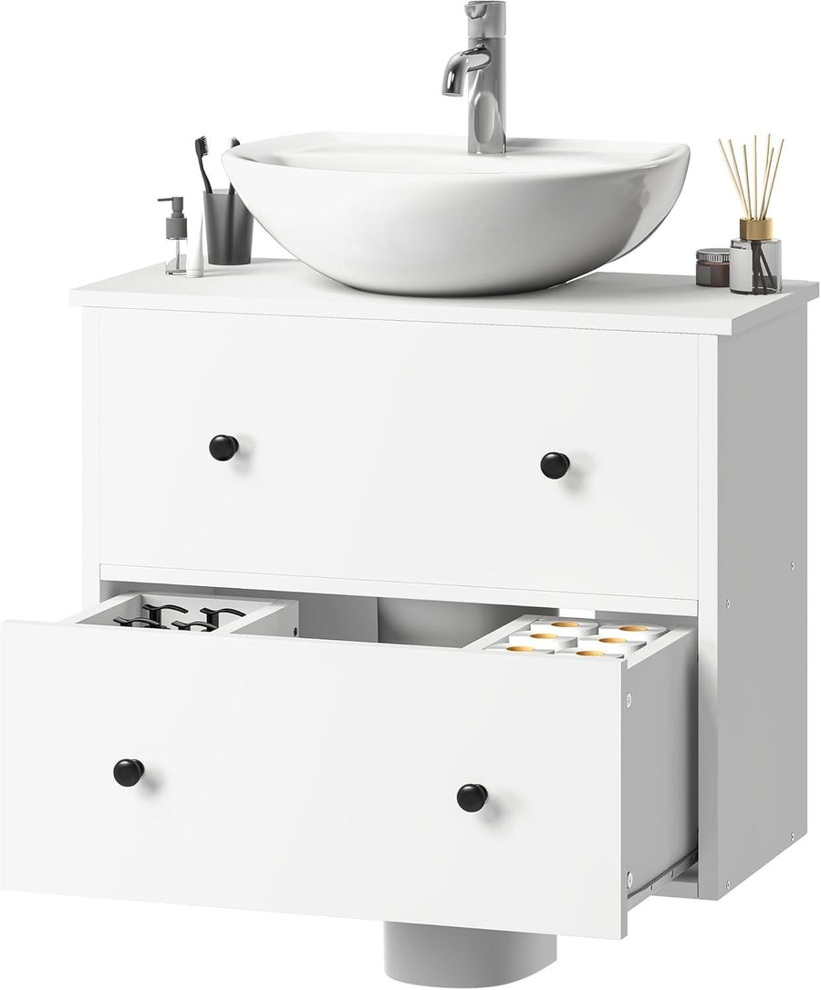Under Sink Bathroom Cabinet White – 2 Drawer Storage Unit for Compact Bathrooms