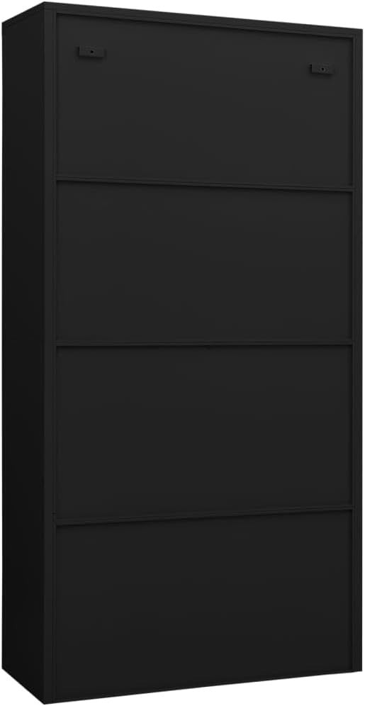 Metal Storage Cabinet Black 4-Shelf Lockable Cupboard for Garage Office 180cm
