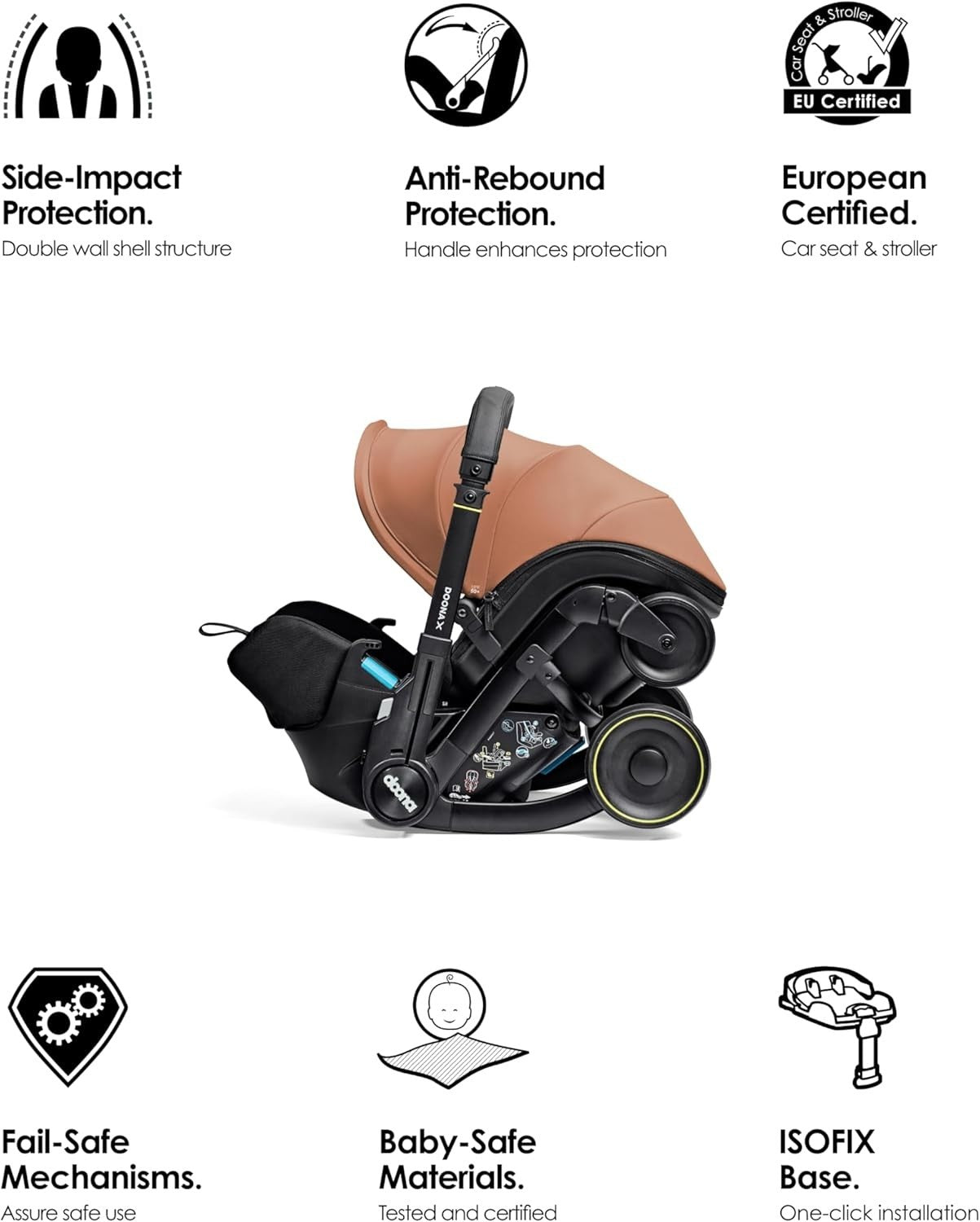 Convertible Baby Car Seat Stroller 0+ 3 Recline Travel System Terracotta