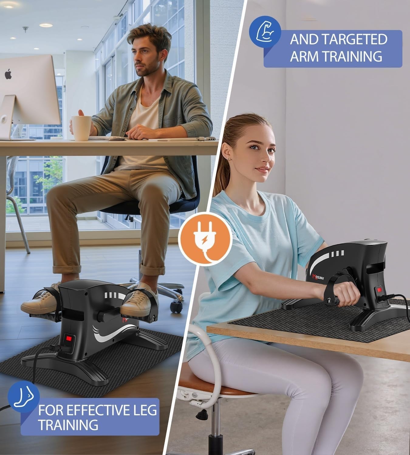 Electric Mini Pedal Exerciser w/ LCD Screen, 15-Speed Remote & Quiet Operation