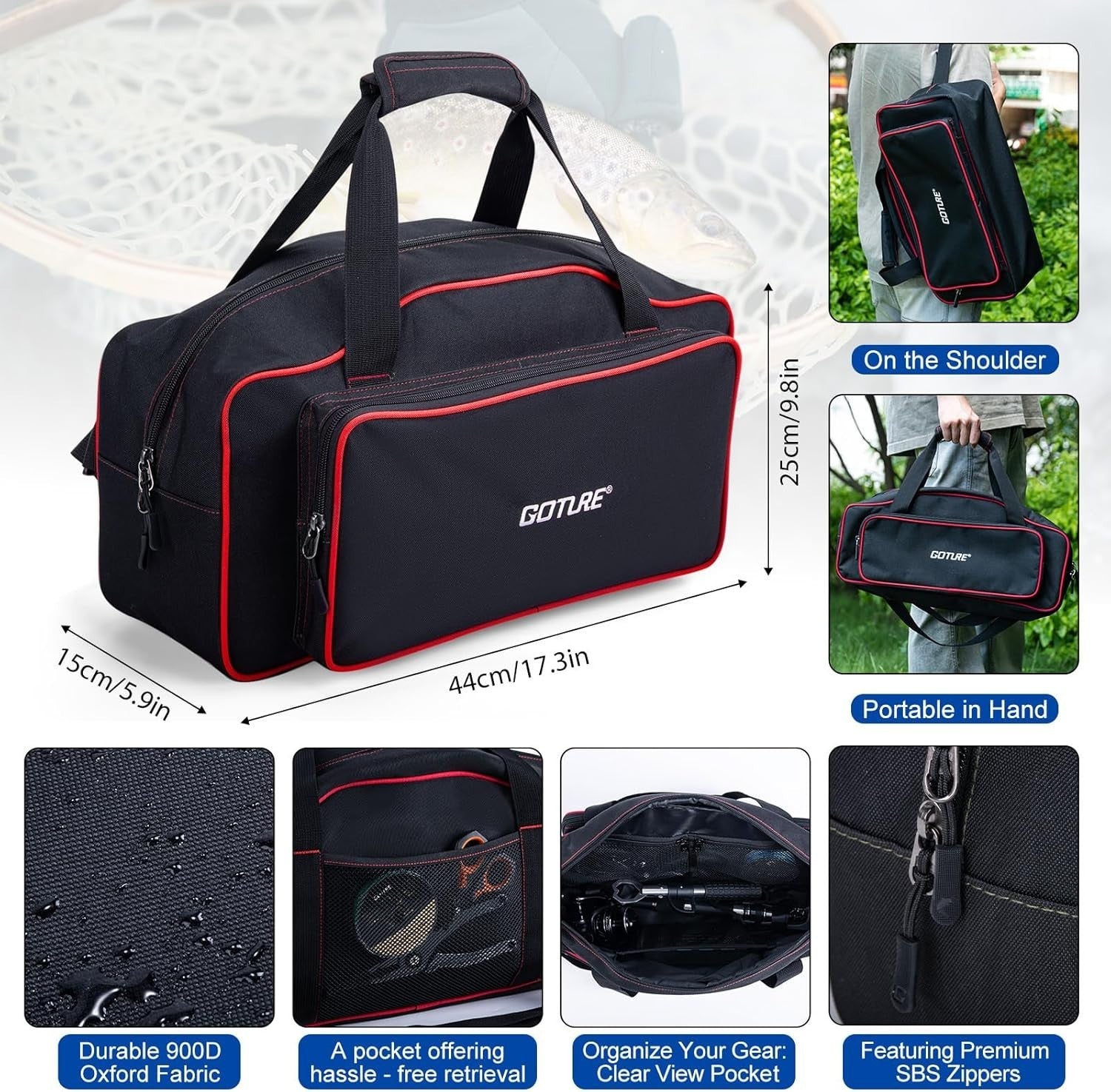 2-Piece Telescopic Fishing Rod Reel Kit with Carrier Bag & Accessories