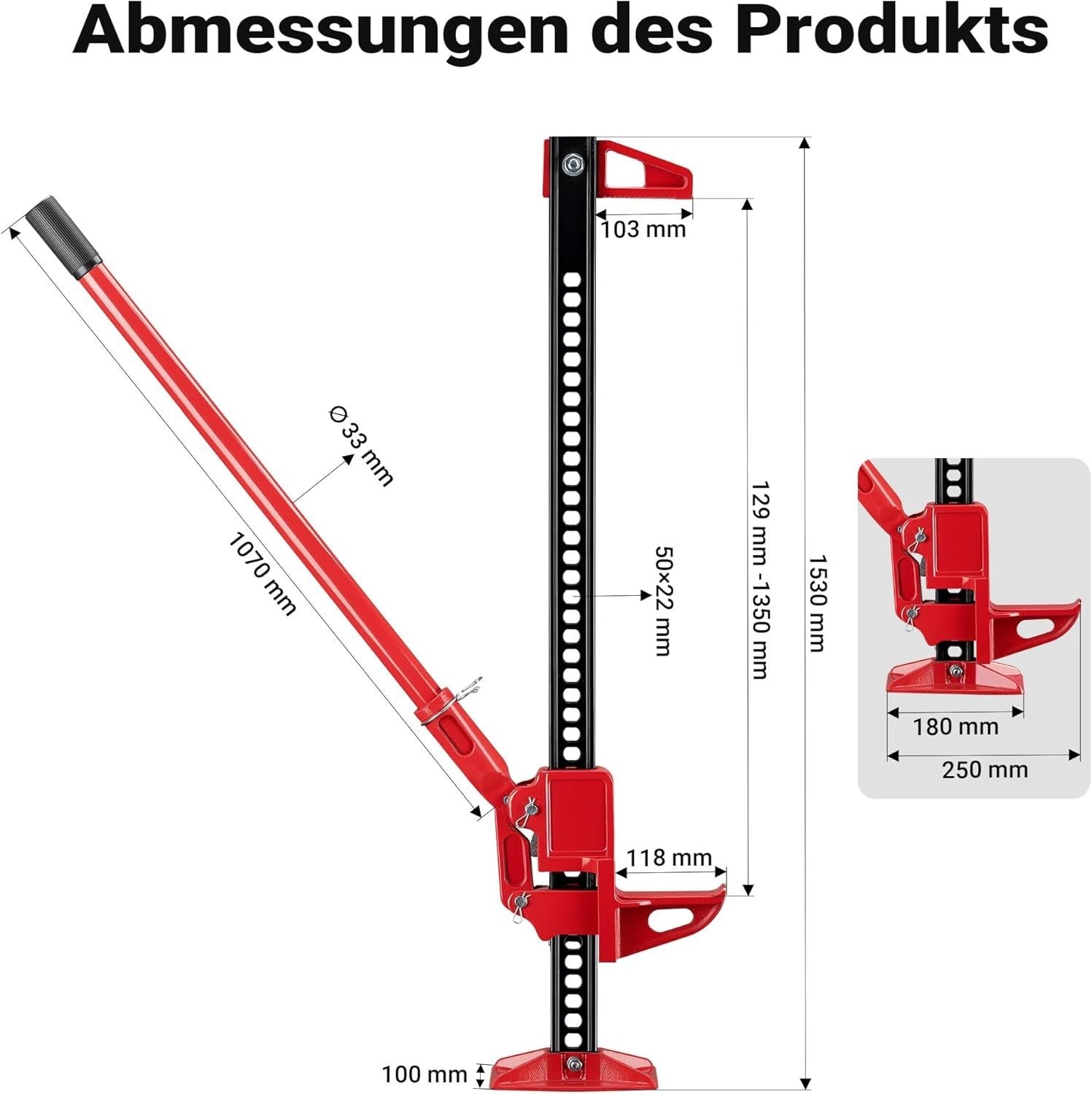 3 Ton 4x4 Farm Jack Heavy Duty Off-Road Lift 12.2–135cm Adjustable for SUV Truck