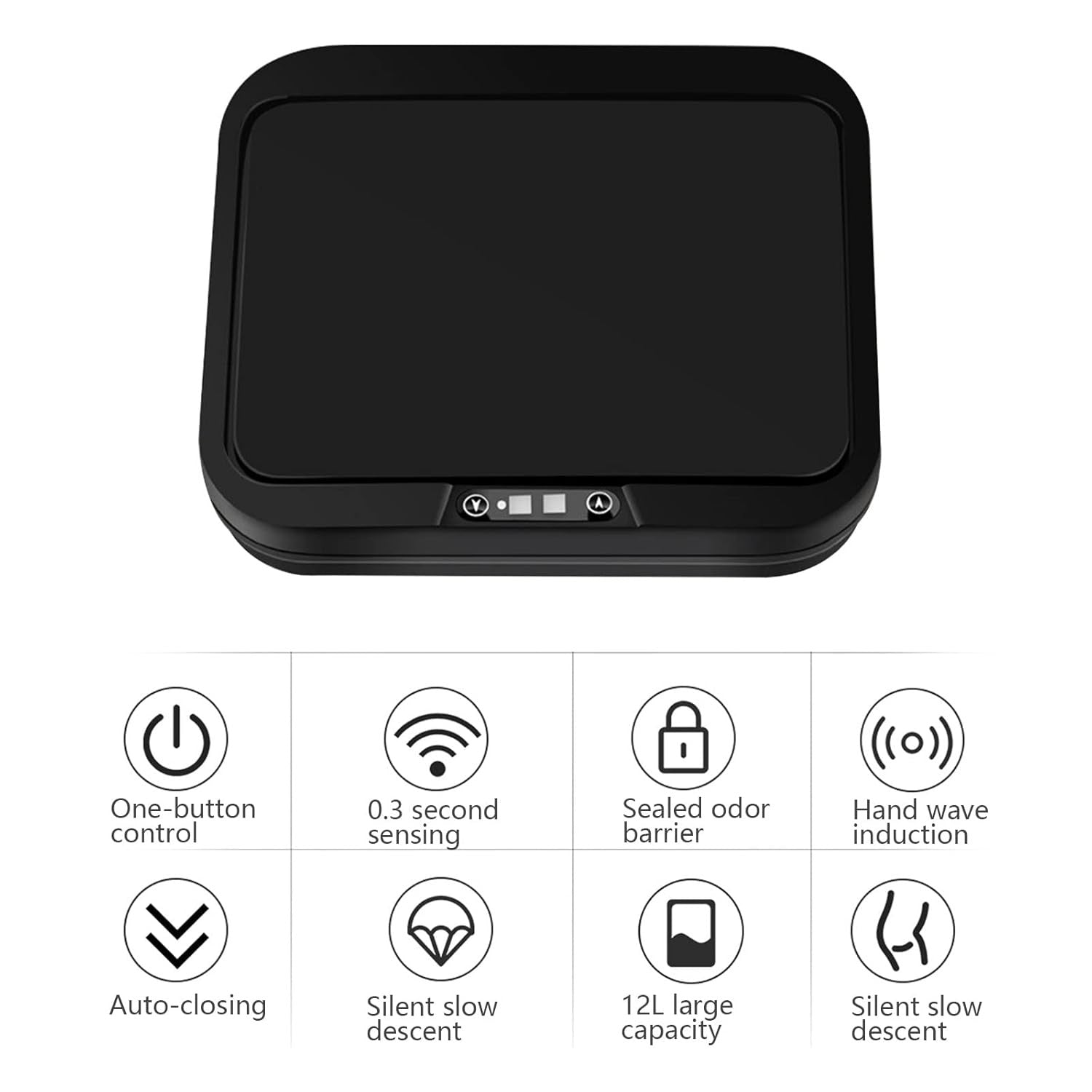 12L Automatic Sensor Bathroom Kitchen Bin Touchless ABS Black