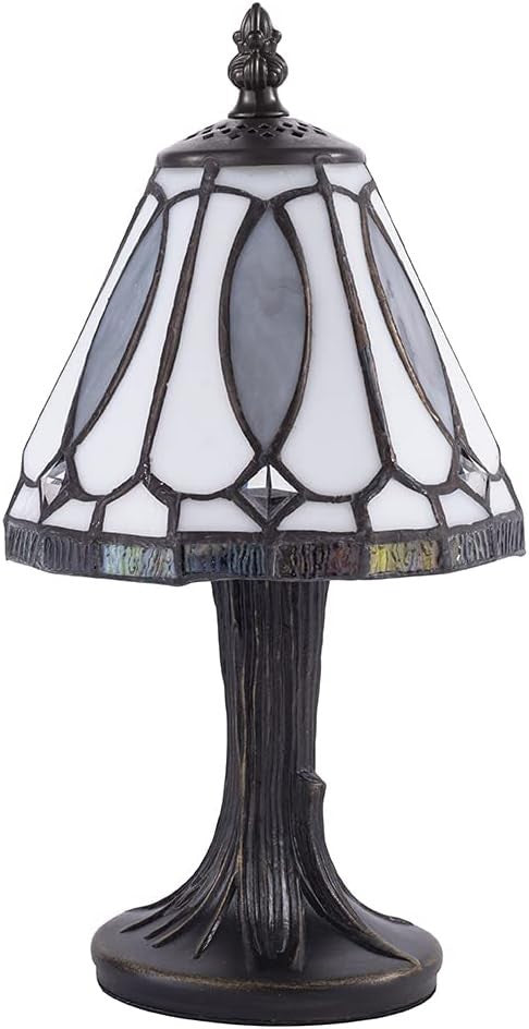 Tiffany Style Table Lamp | Multi-Coloured Stained Glass Shade | 29cm Height