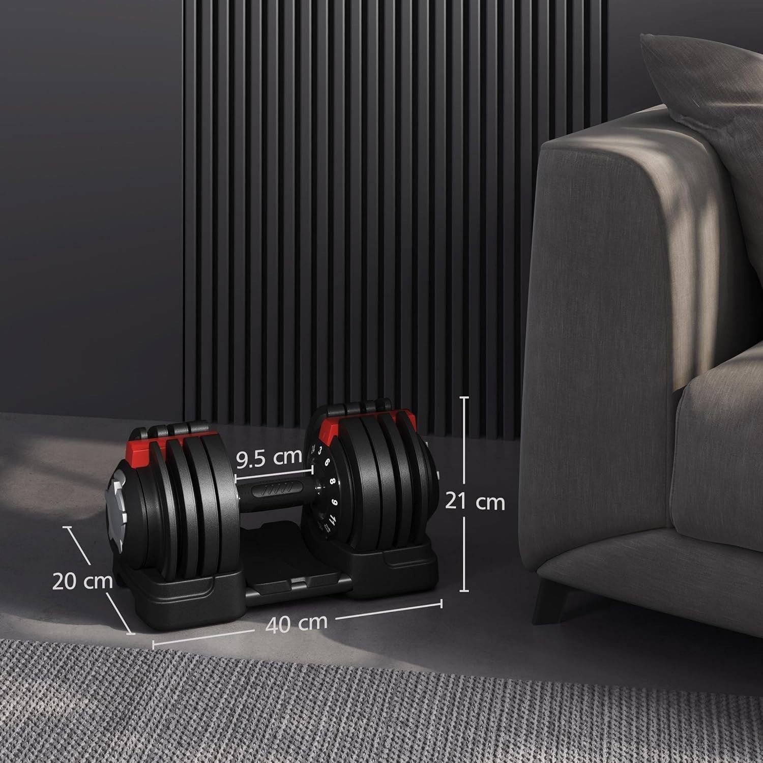 Adjustable Dumbbell Set 24kg 12-in-1 Fast Dial Space-Saving Home Gym