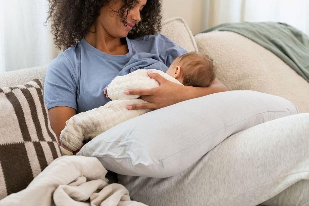 Pregnancy Pillow XXL Full Body Maternity Nursing Organic Cotton Grey