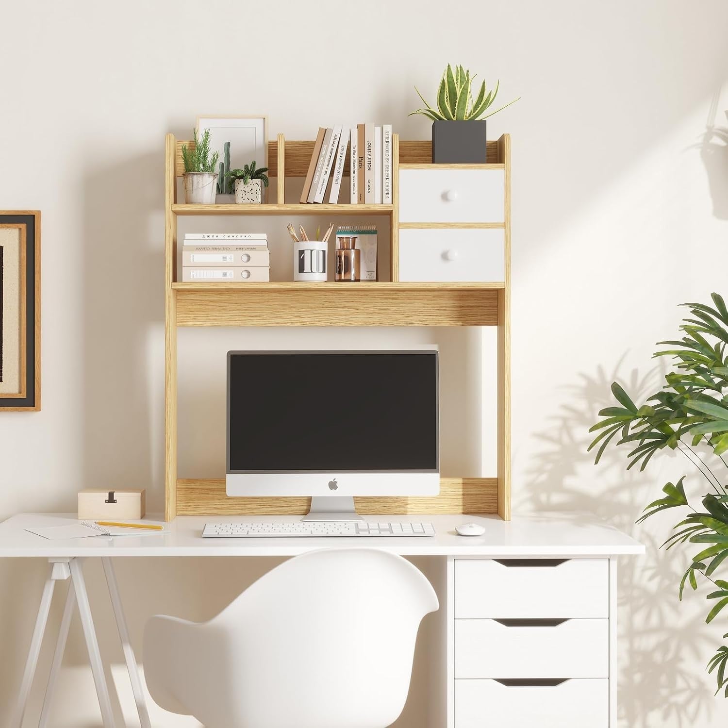 Desktop Bookshelf with 4 Shelves Desk Organizer & Storage Rack