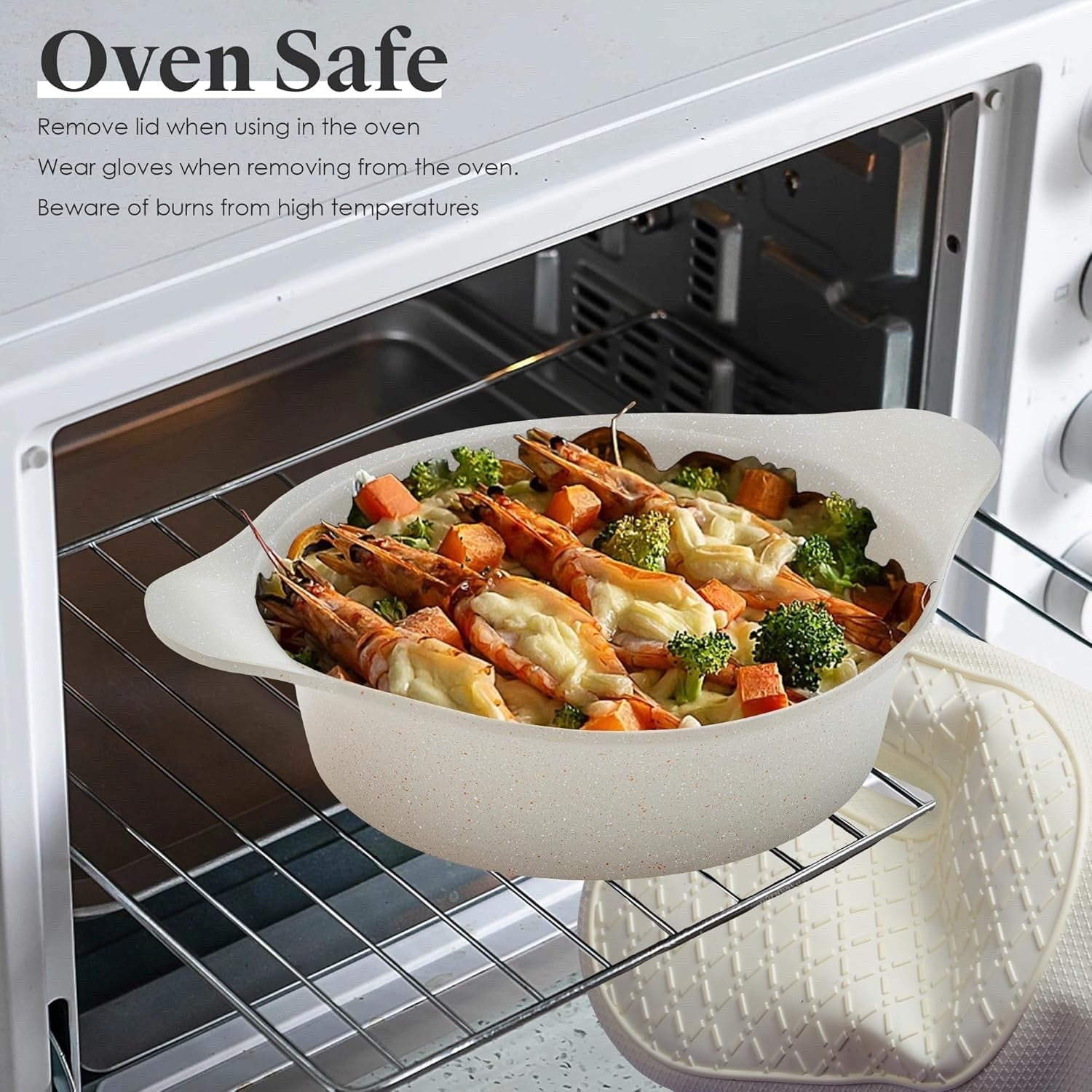 11Pcs Grey Induction Compatible Pots & Pans, with Bakelite Handle PFOA-Free