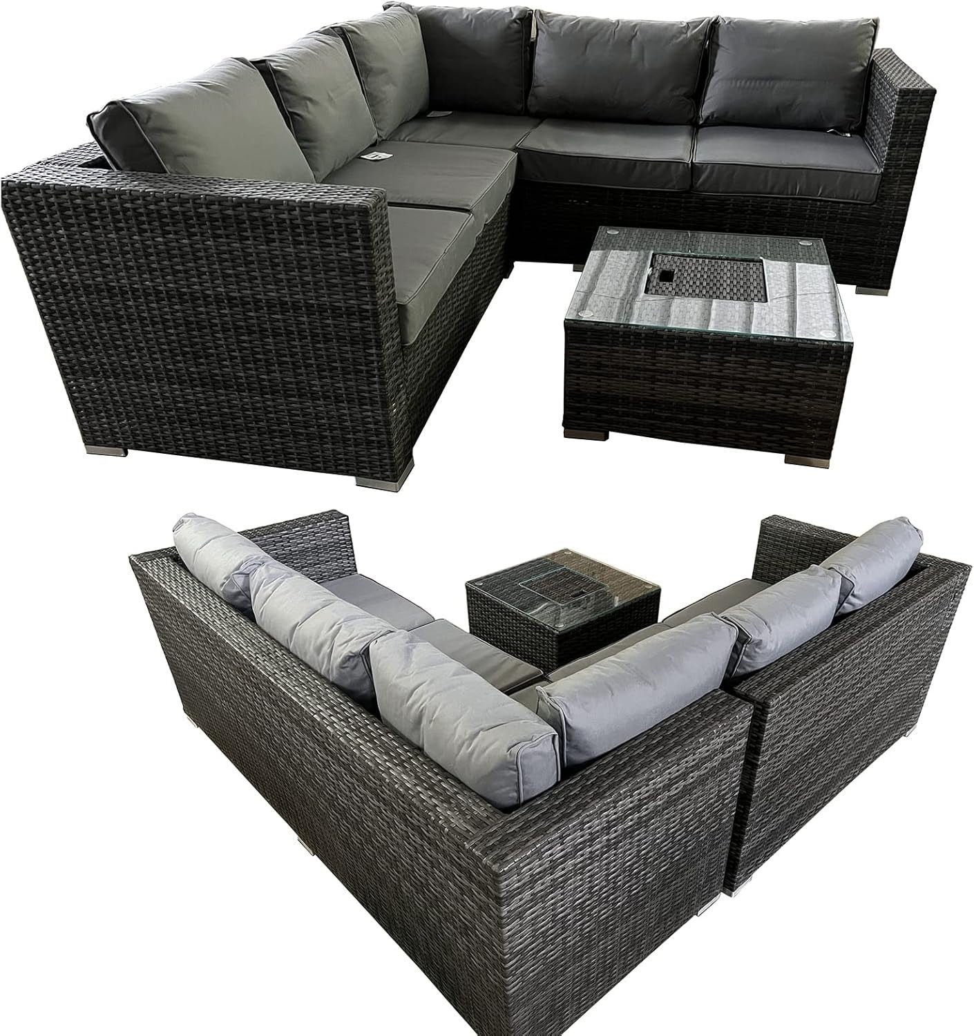 5 Seater Rattan Garden Sofa Set with Ice Bucket Coffee Table Patio Outdoor