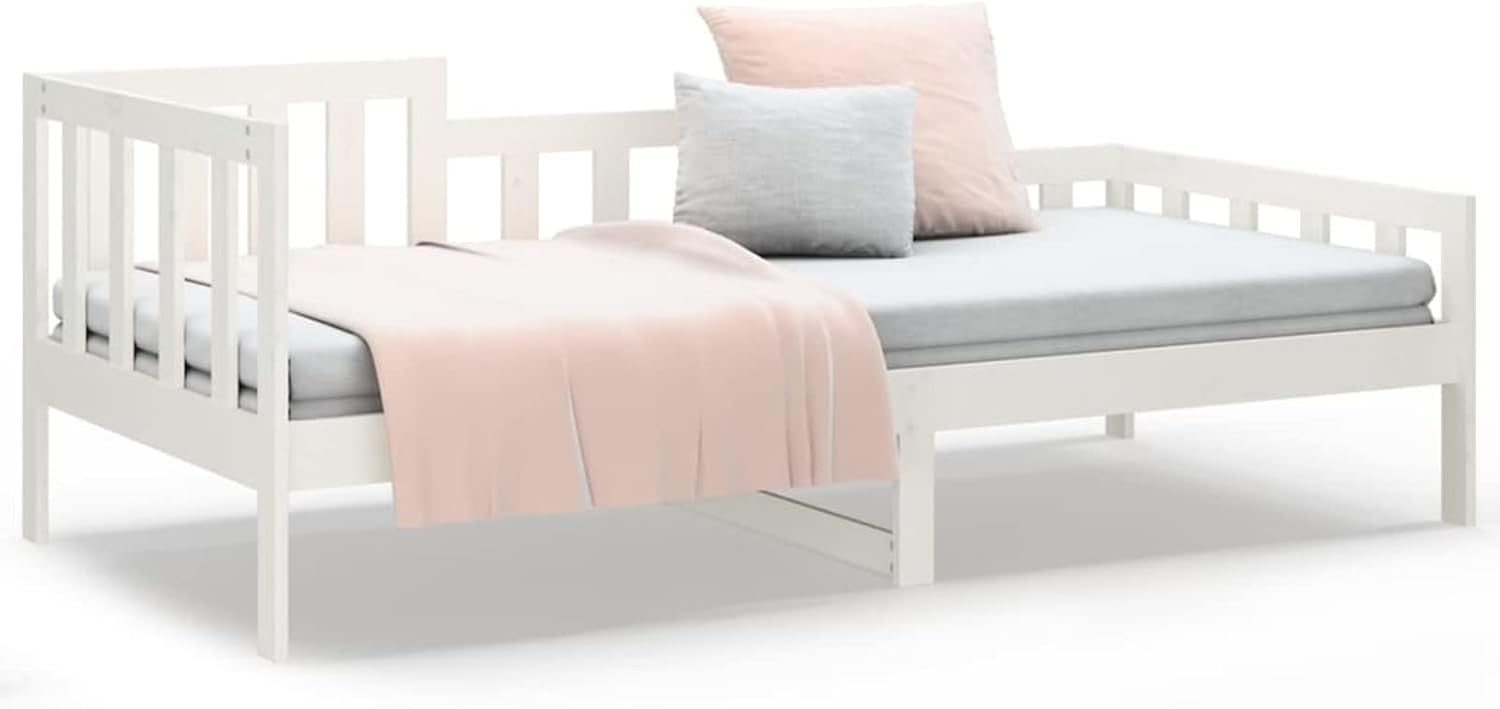 Solid Wood Daybed Sofa Bed White 90x190cm Guest Bed Indoor Outdoor Use